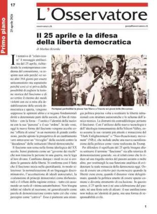 L'Osservatore - 25 Aprile 2026